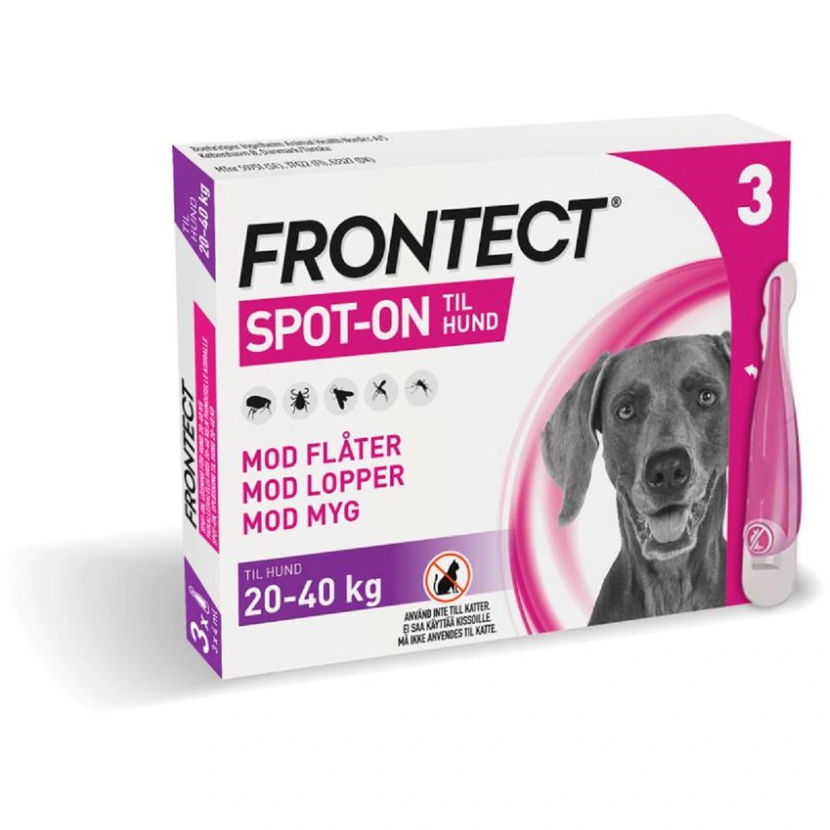 Frontect spot on 3 x 4 ml til hunde 20-40 kg - effektiv beskyttelse mod parasitter